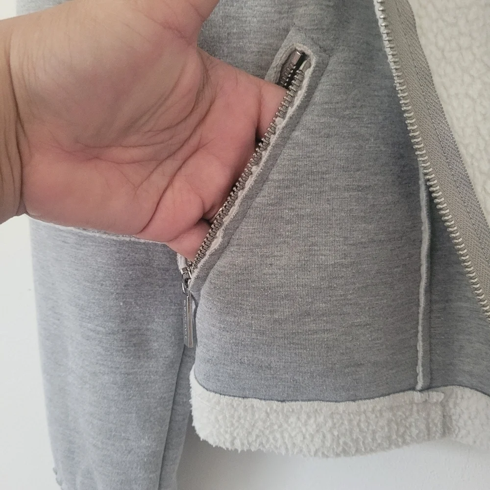 Michael Kors Faux Shearling Moto Inspired Asymmetrical Zipper Jacket Siz…